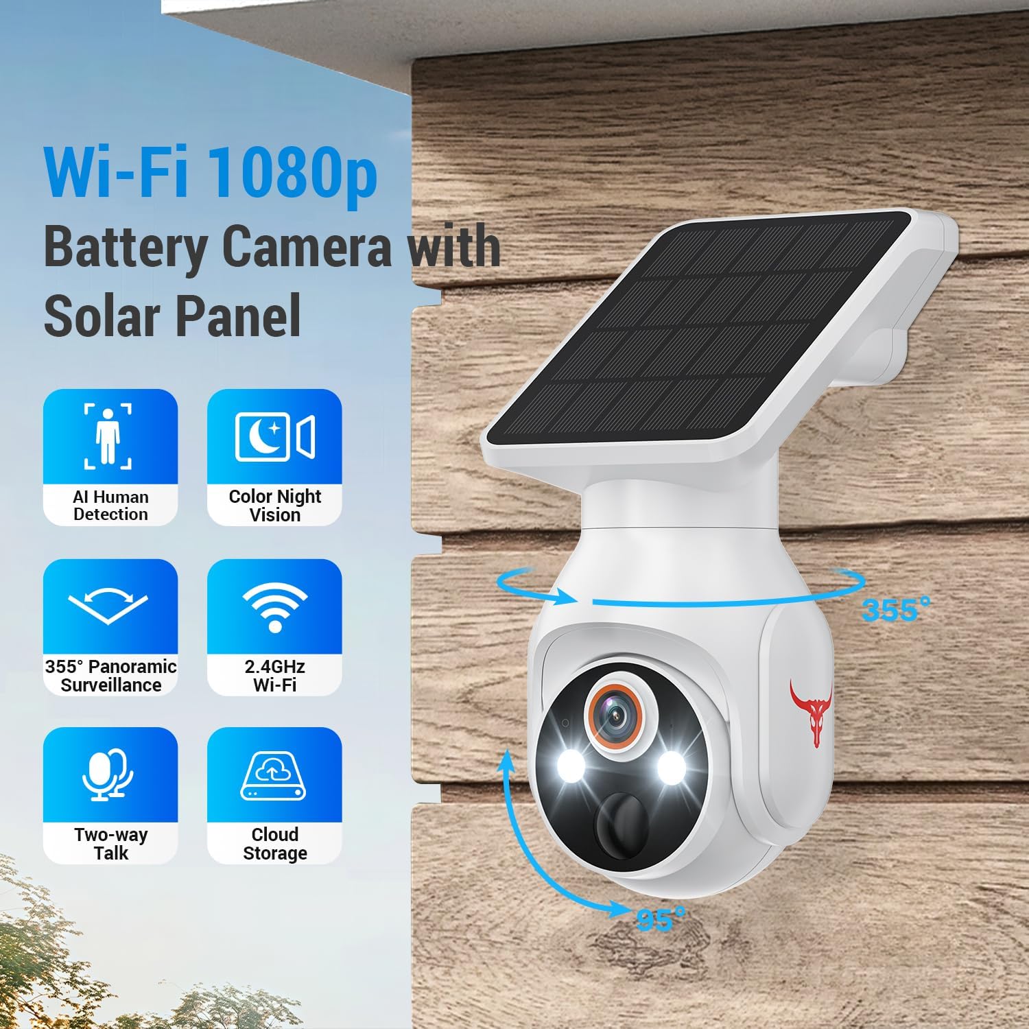 Cámara de seguridad solar 1080p FameVibe