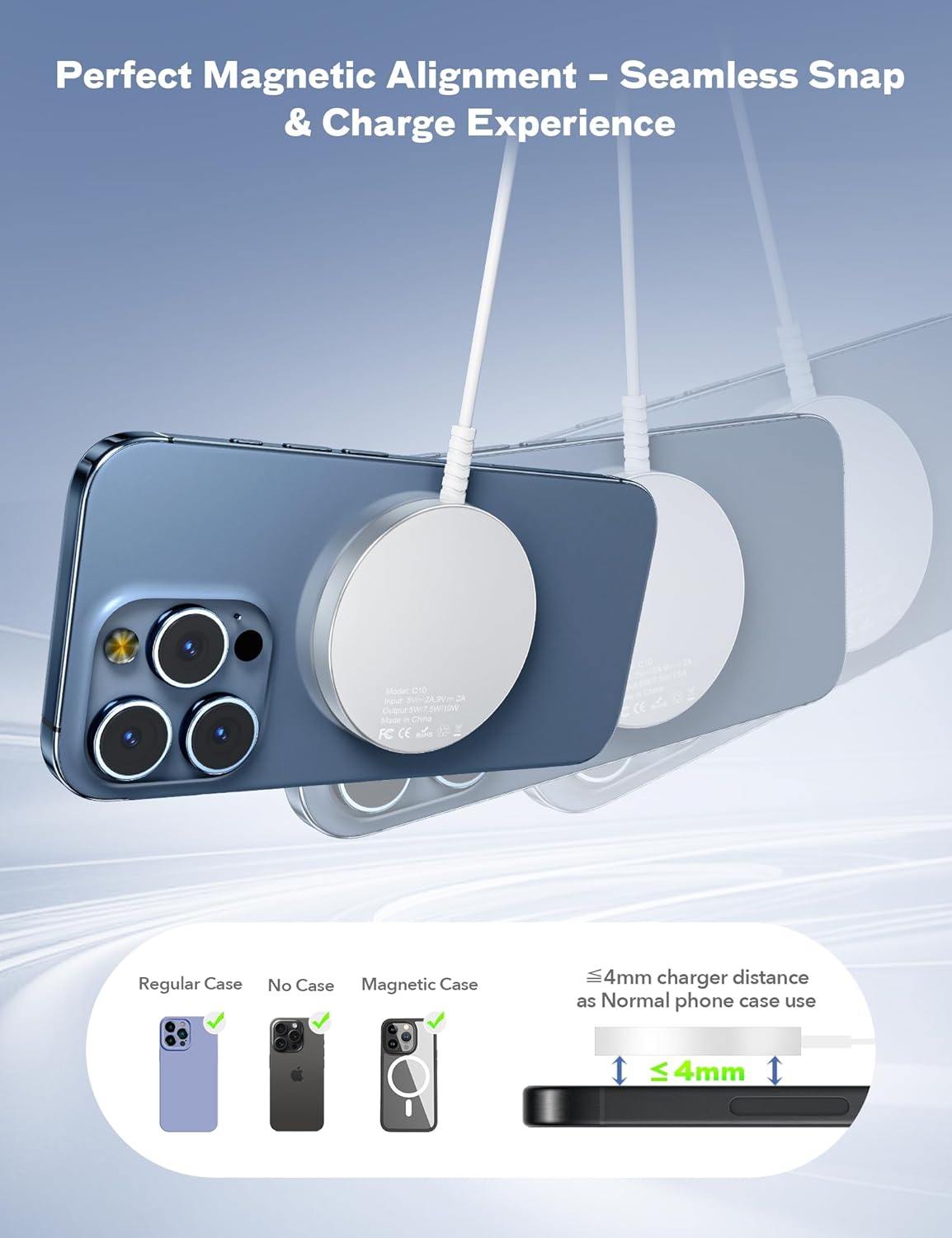 Cargador magnético inalámbrico para iPhone y AirPods