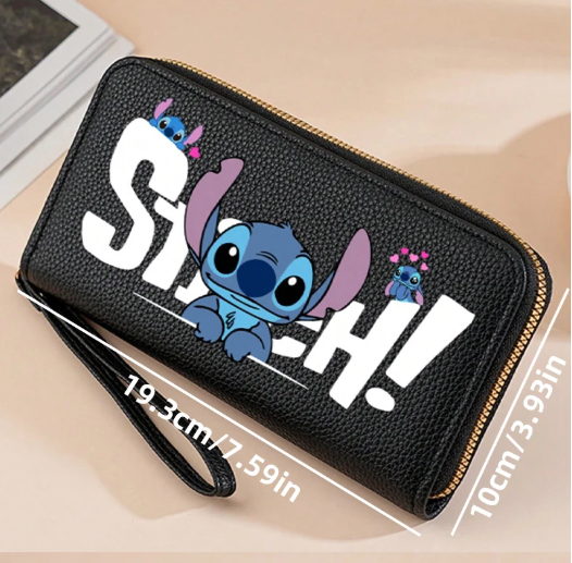 Cartera Larga con Cremallera y Correa de Muñeca – Stitch