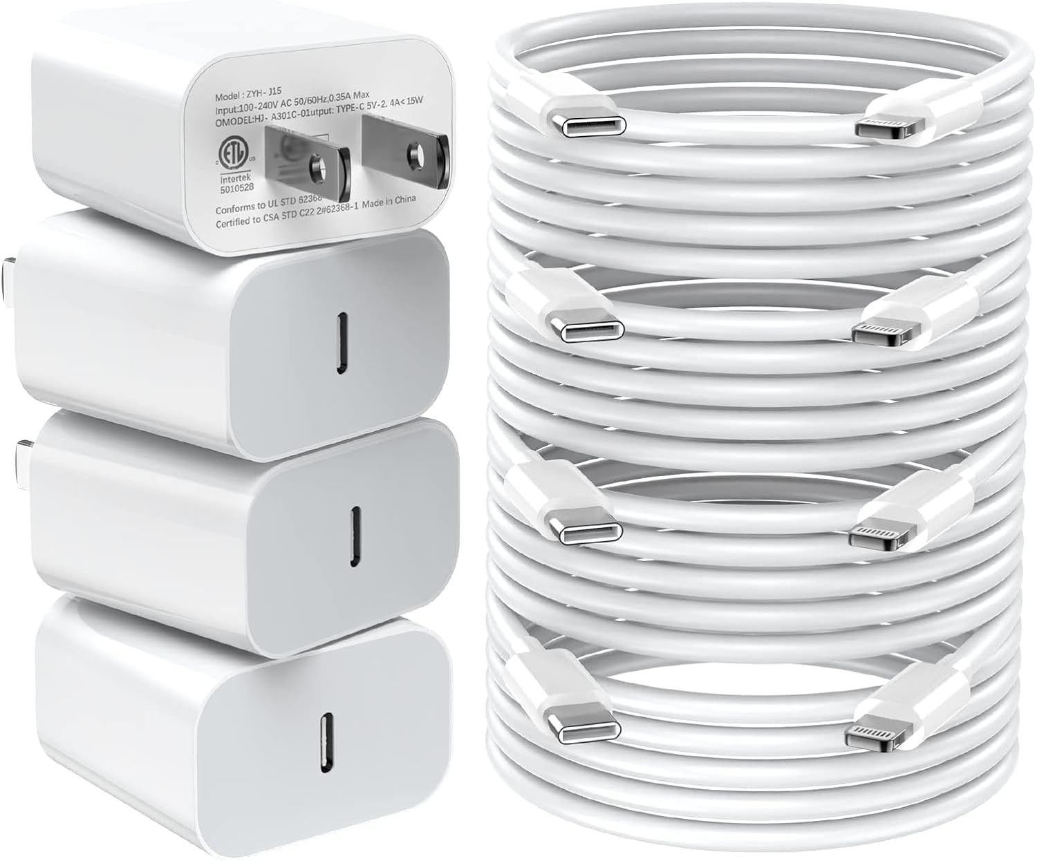 Kit de cargadores rápidos USB-C de 20 W para iPhone (Pack de 4)